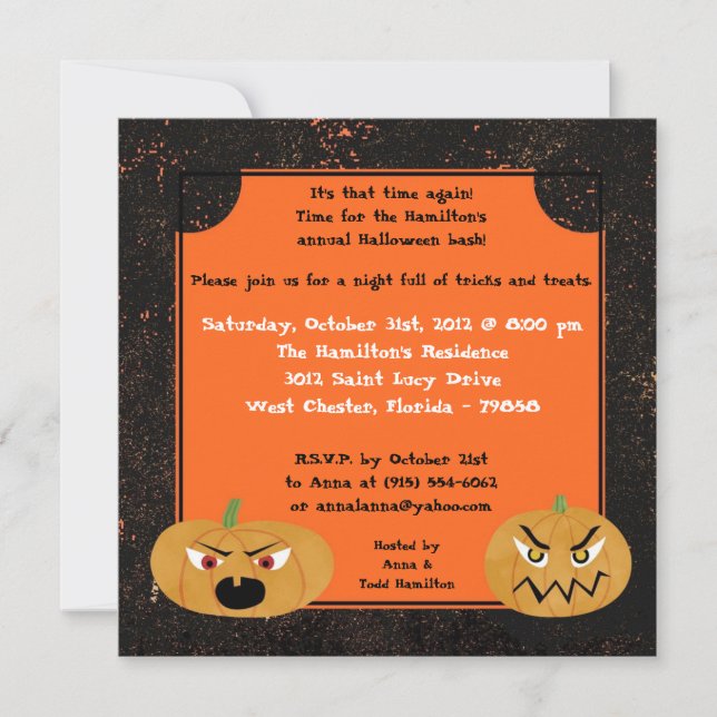 5x5 Scary Pumpkins Halloween Party Invitation (Front)