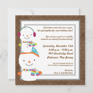 5x5 Winter Snowman winter Snow Invitation