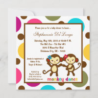 5x5Jungle Gym Monkey Dance Baby Shower Invitation