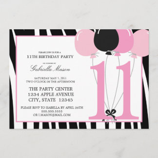 5x7 11th Birthday Party Invite