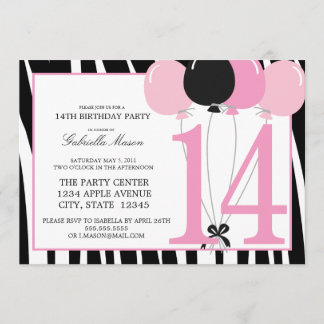 5x7 14th Birthday Party Invite