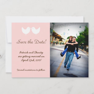 5x7 2 Love Birds Photo Save the Date Announcement