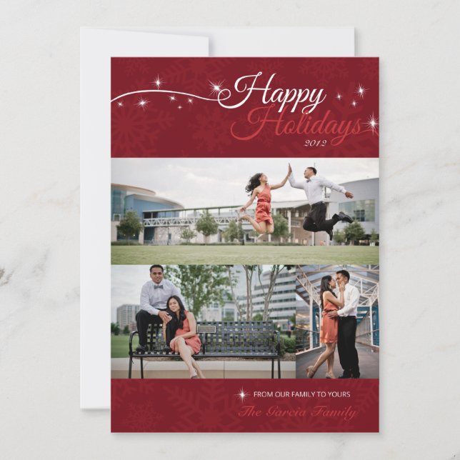 5x7 3 Photo Happy Holidays Photo Card (Front)