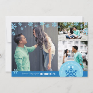 5x7 3 Photo Snowflake Photo Card