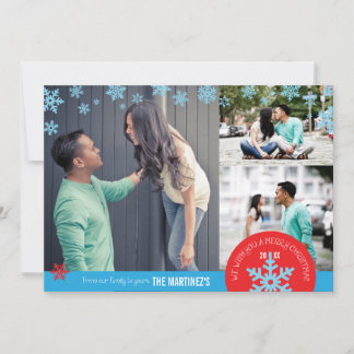 5x7 3 Photo Snowflake Photo Card