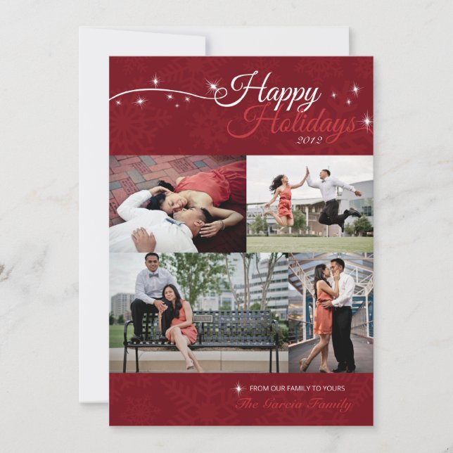 5x7 4 Photo Happy Holidays Photo Card (Front)