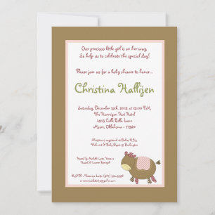 5x7 Abby's Farm Pink Barn Baby Shower Invitation