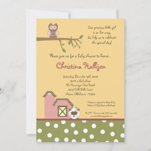 5x7 Abby's Farm Pink Barn Baby Shower Invitation