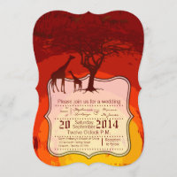 5x7 African Safari Giraffe Wild Wedding Invitation