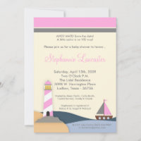 5x7 Ahoy Mate Sail Boat Baby Shower Invitation