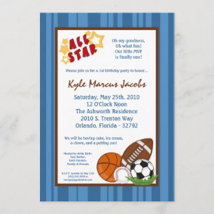 5x7 AllStar MVP SportBall Birthday Part Invitation