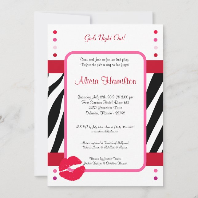 5x7 Animal Print Bachelorette Invitation (Front)