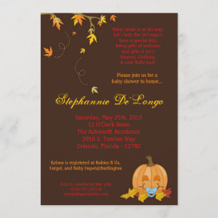 5x7 Autumn Fall Leaves Boy Baby Shower Invitation