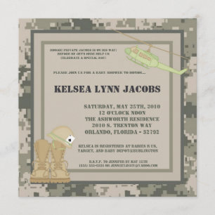 5x7 Baby Shower Invitation ARMY Camo ACU Print