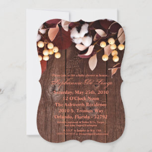 5x7 Baby Shower Invitation Cotton Branch on Dark W