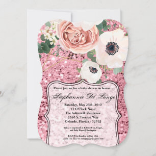 5x7 Baby Shower Invitation Geometric Garden Rose