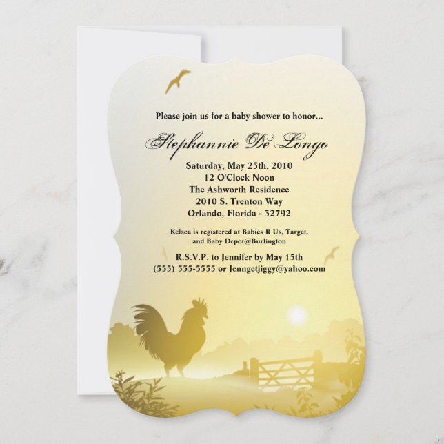 5x7 Baby Shower Invitation Sunny Morning Farm Coun (Front)