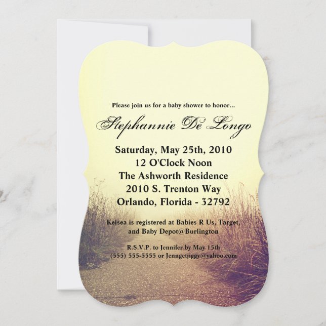 5x7 Baby Shower Invitation Sunrise Pathway Walkway (Front)