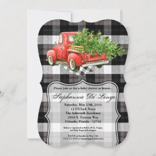 5x7 Baby Shower Invitation XMAS Truck Baffalo Plai