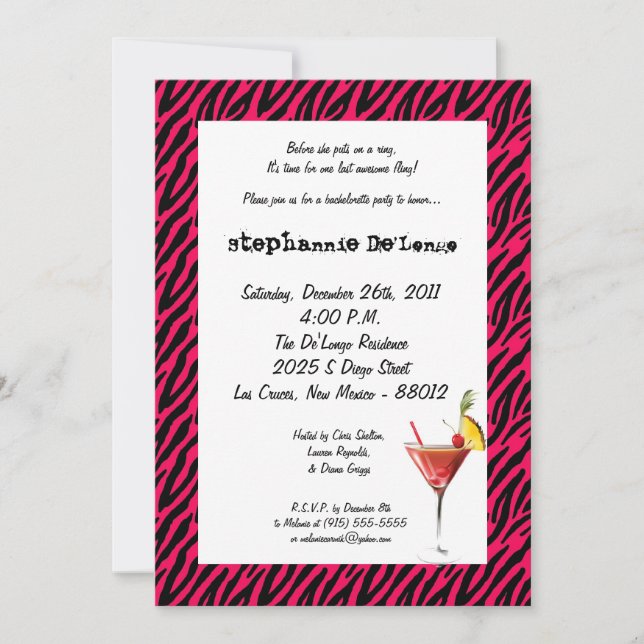 5x7 Bachelorette Party Invitation (Front)