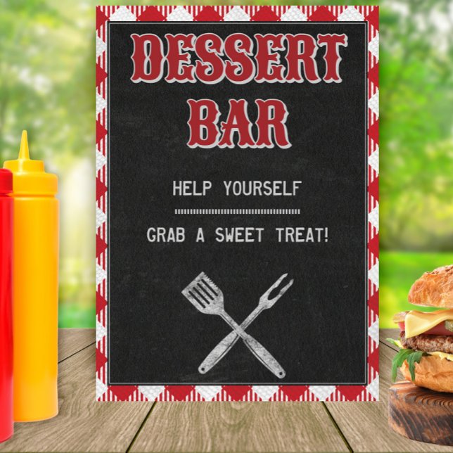 5x7 Backyard BBQ Birthday Dessert Bar Table Sign (Creator Uploaded)