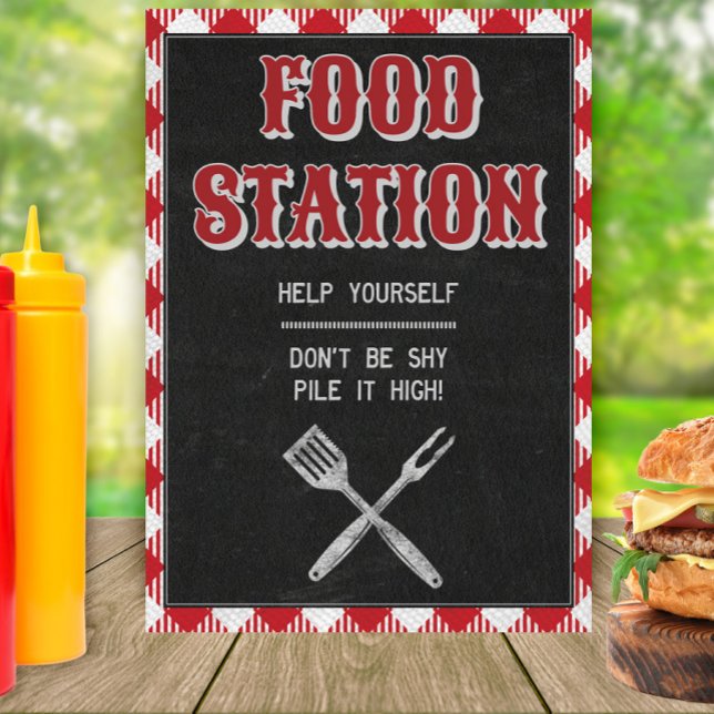 5x7 Backyard BBQ Birthday Food Station Table Sign (Creator Uploaded)