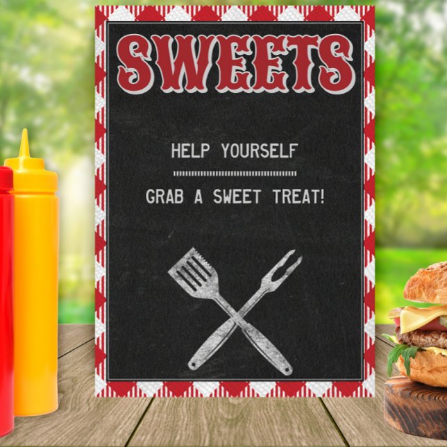 5x7 Backyard BBQ Birthday Sweet Treats Table Sign (Creator Uploaded)