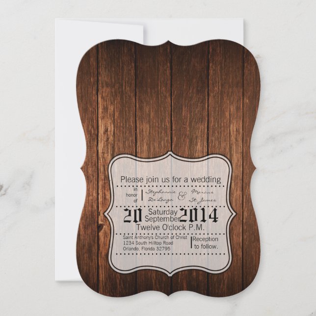 5x7 Barn Wood Country Rustic Wedding Invitation (Front)
