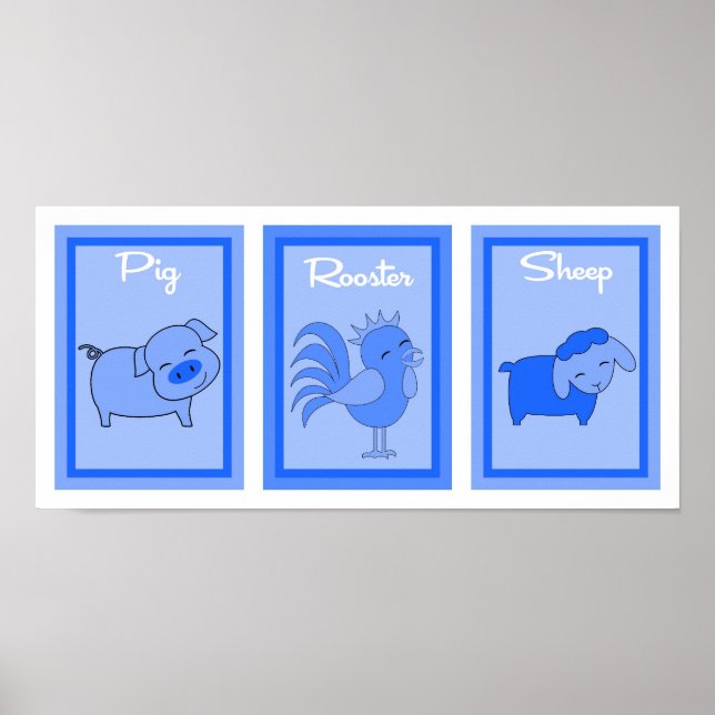 5X7 Barn Yard Boys Wall Art Collection (Front)