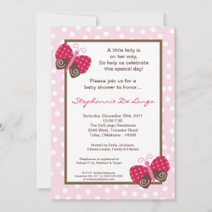5x7 Berry Garden Lady Bug Baby Shower Invitation