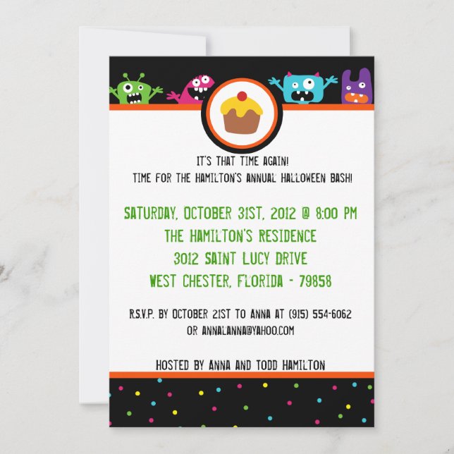 5x7 Birthday Bash Halloween Party Invitation (Front)