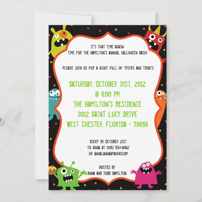 5x7 Birthday Bash Halloween Party Invitation (Front)