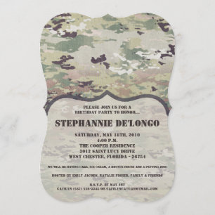 5x7 Birthday Invitation Army OCP Camo Uniform Camo