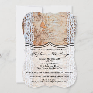 5x7 Birthday Invitation country barn wood lace tri