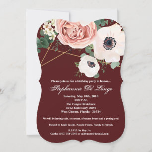 5x7 Birthday Invitation Geometric Garden Wine Burg