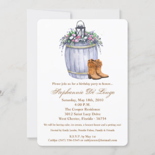 5x7 Birthday Invitation Summer Country Wedding Rus