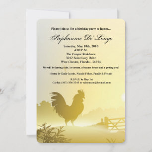 5x7 Birthday Invitation Sunny Morning Farm Country