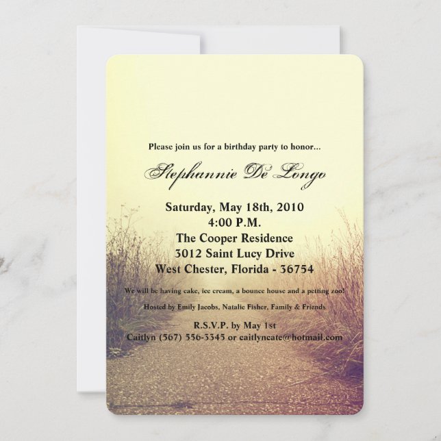 5x7 Birthday Invitation Sunrise Pathway Walkway Pa (Front)