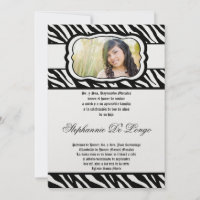 5x7 Blac Zebra Print Patter Quinceanera Invitation