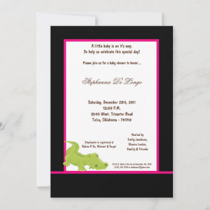 5x7 Black Aligator Baby Shower Invitation