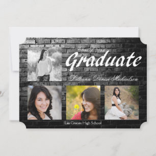 5x7 Black Brick Building Wall Senior Announcement