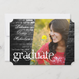 5x7 Black Brick Building Wall Senior Announcement