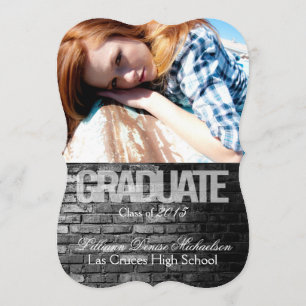 5x7 Black Brick Building Wall Senior Announcement