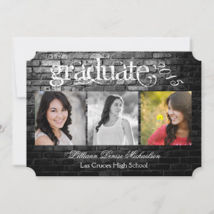 5x7 Black Brick Building Wall Senior Announcement