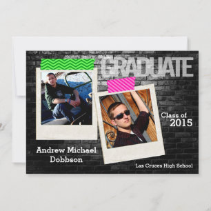5x7 Black Brick Building Wall Senior Announcement