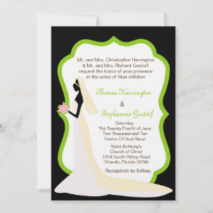 5x7 Black Bride Profile Wedding Invitation