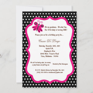 5x7 Black Butterfly Birthday Party Invite