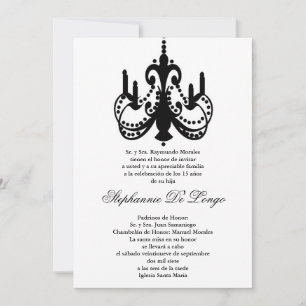 5x7 Black Chandelier Quinceanera Party Invitation