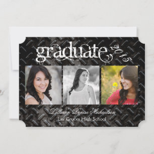 5x7 Black Steel Metal Aluminium Senior Announcemen Announcement