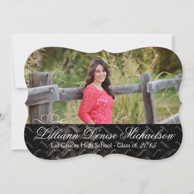 5x7 Black Steel Metal Aluminium Senior Announcemen Announcement (Front)